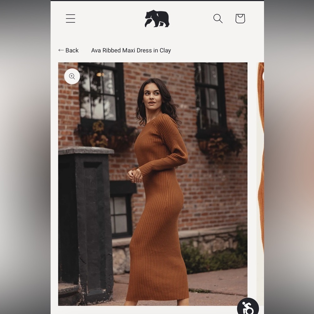 The normal brand Ava Ribbed Maxi Dress in Clay sweater dress - Picture 12 of 13